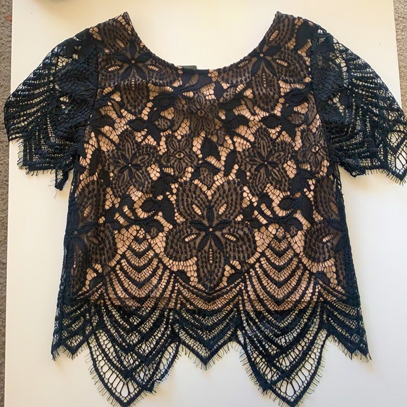 Express Tops - NWT - black and nude lace shirt from Express